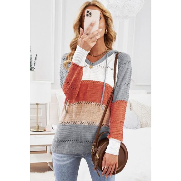 Azura Exchange  Gray Beach Bonfire Knitted Hoodie - Picture 8 of 15